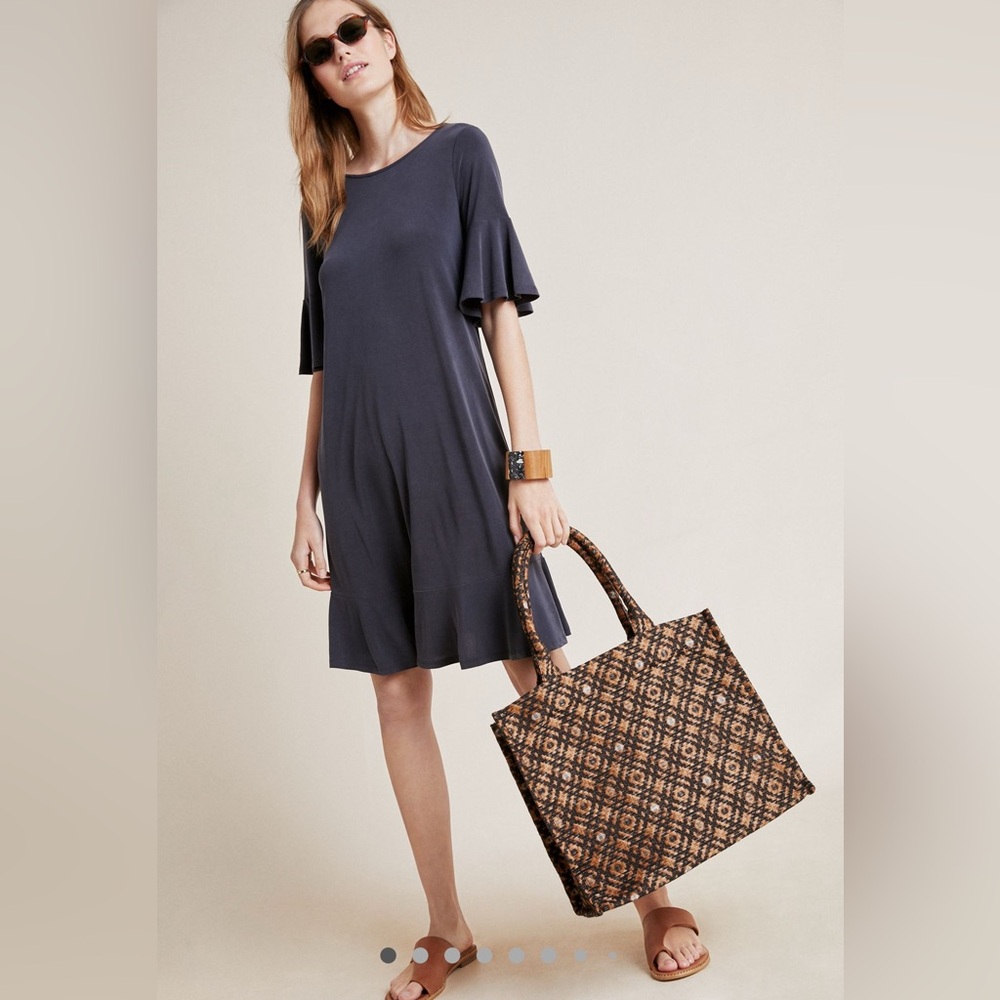 Anthropologie Averil Tee Dress in Carbon, medium, flare sleeves, summer mini